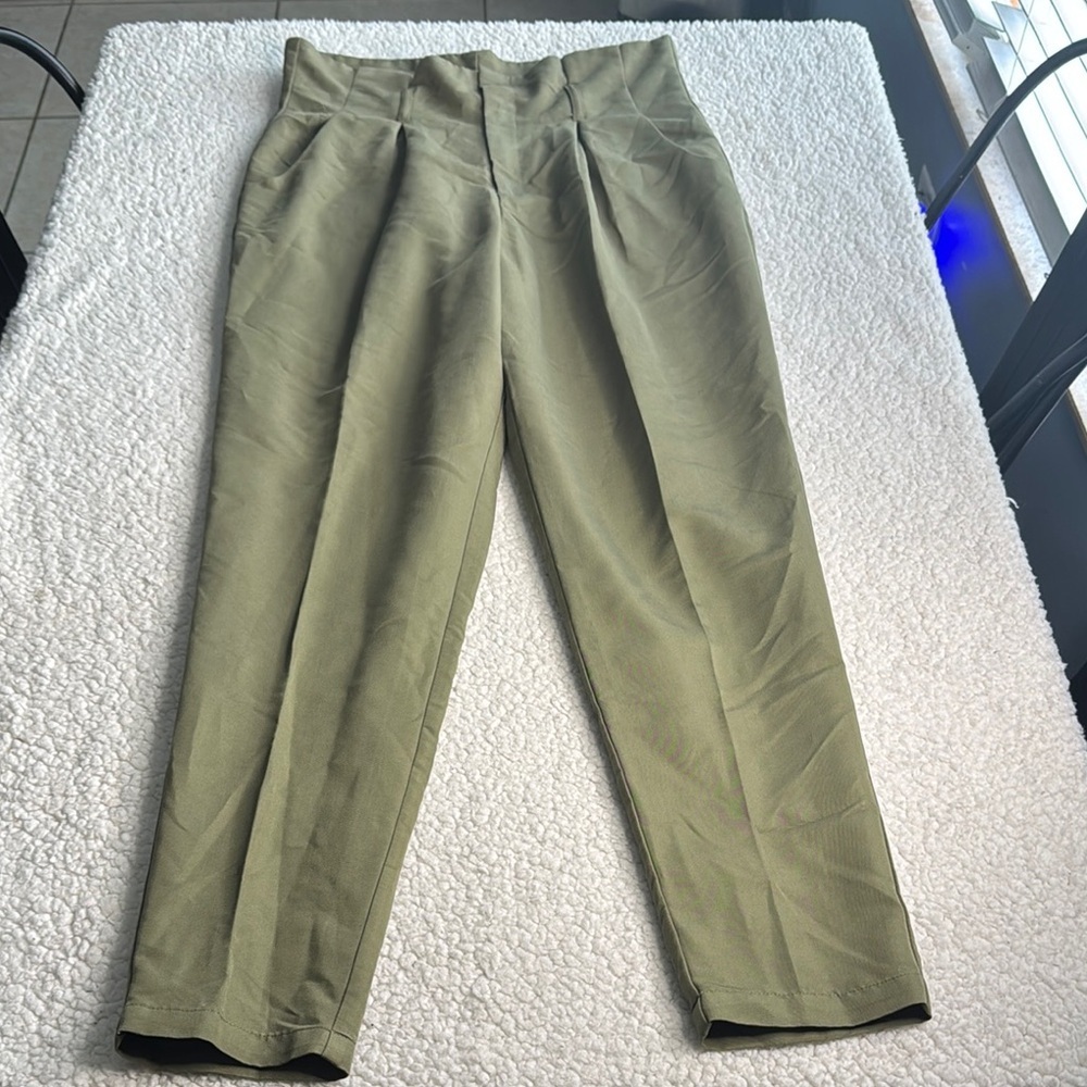 Ophelia Roe Olive Women's High-Waisted Trousers